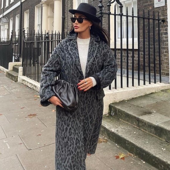 Zara WOOL BLEND PRINTED COAT - Picture 7 of 14